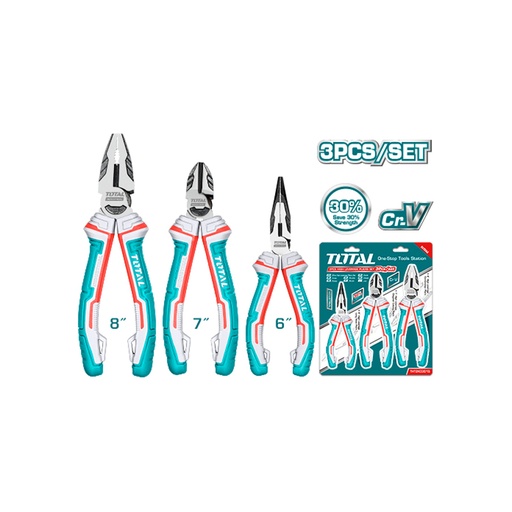 [15489] JUEGO DE ALICATES X 3 PZS INDUSTRIAL (PINZA 6",CORTAFRIO 7",ALICATE 8") TOTAL (THT2K0301S)
