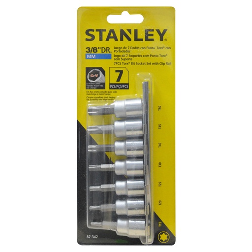 [9785] JUEGO DE COPAS 3/8 X 7 PUNTA TORX STANLEY (87-342)(T15-T20-T25-T30-T40-T45-T50)