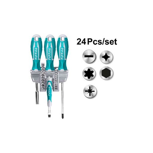 [15505] JUEGO DE DESTORNILLADORES X 24 PZS ( INCLUIDO PUNTAS) TOTAL (TACSD302462)