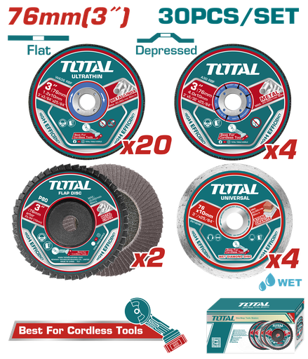 [21119] JUEGO DE DISCOS DE CORTE Y PULIR 3 " X 30 PZS SUPER TOTAL (TAC97630)