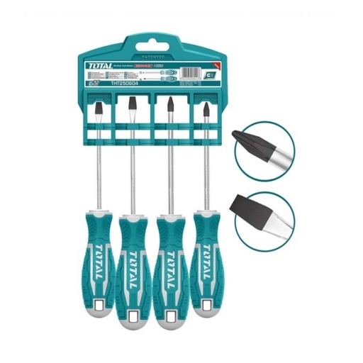 [16543] JUEGO DESTORNILLADORES X 4PCS PUNTA INMANTADA TOTAL (THT250604)