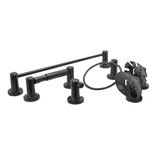 [5393NK] KIT ACCESORIOS PARA BANO NEGRO X6 PIEZAS EN CAJA UDUKE