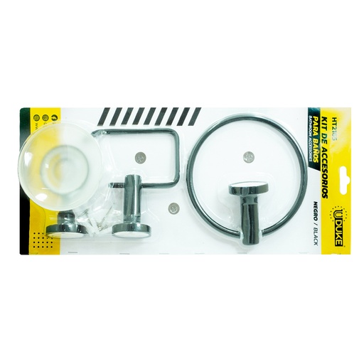 [20693] KIT ACCESORIOS PARA BAÑO X 3 PIEZAS NEGRO UDUKE  (HT2165)