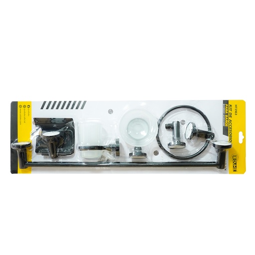 [20691] KIT ACCESORIOS PARA BAÑO X 6 PIEZAS NEGRO UDUKE  (HT2163)