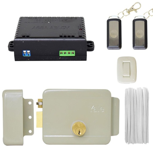 [M2088] KIT CERRADURA ELECTRICA YALE 60MM IZQ 12V METAL Y MADERA CON CONTROL REMOTO (10791)