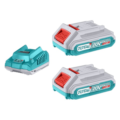 [18741] KIT DE 2 BATERIAS 2.0AH + CARGADOR DE 20V INDUSTRIAL TOTAL (UTFBCPK1222)