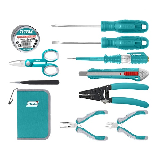 [15351] KIT DE HERRAMIENTAS X 11 PZS PARA ELECTRICISTA TOTAL SUPER SELECT (TKETS0111)