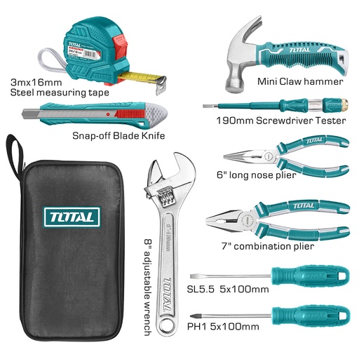[15350] KIT DE HERRAMIENTAS X 9 PZS TOTAL (THKTHP90096)