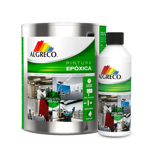 [14724] KIT PINTURA EPOXICA EPOXI ACRYL BASE AGUA BLANCO BRILLANTE GALON (98600111) (ALGRECO)