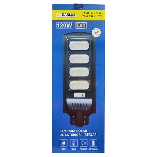 [15823] LAMPARA LED SOLAR ALUMBRADO PUBLICO 120W KARLUZ LG709 (SIN CONTROL) (KL-2750)