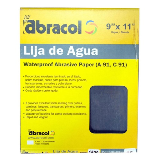 [6037] LIJA ABRACOL MICRO FINA GRANO  1500 ( LIJADO EN AGUA (RPHLC0915000)