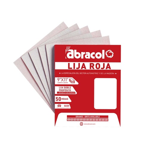 [6201] LIJA ABRACOL ROJA  120 ( LIJADO EN SECO (RPHRO0120000