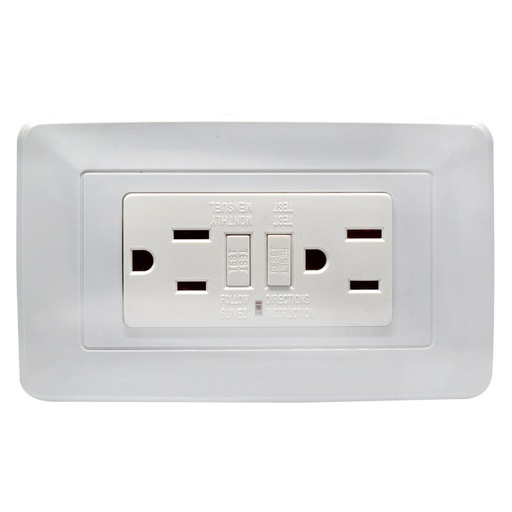 [13394] LINEA BK BLANCA INCRUSTAR TOMA DOBLE GFCI (118Z-46) (HT20798)