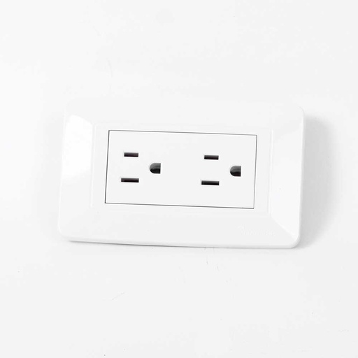 [19454] LINEA BK BLANCA INCRUSTAR TOMA DOBLE VHARBOR 110-220V (BC1803)(1747H)