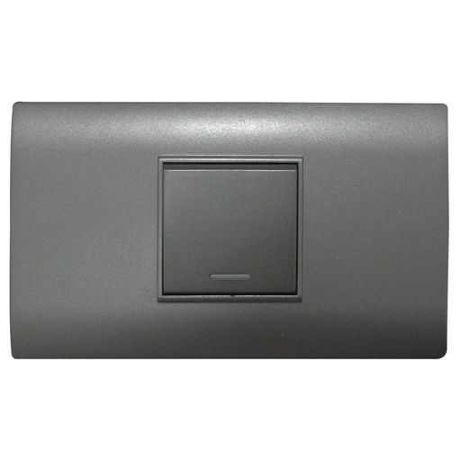 [1635G] LINEA BK PLUS GRIS INCRUSTAR SWICHE SENCILLO CONMUTABLE 110-220 (118K-01-3W-FMGRY) (HT20704)
