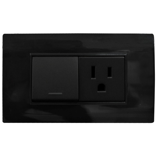 [1774N] LINEA BK PLUS NEGRA INCRUSTAR TOMA SWICHE 110-220 (118K-07-3W-BLK) (HT20724)