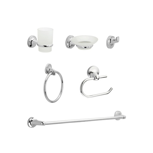 [9511] LINEA GRIVAL KIT ACCESORIOS PARA BANO X 6 PIEZAS CORONA PALERMO (PL6100001)