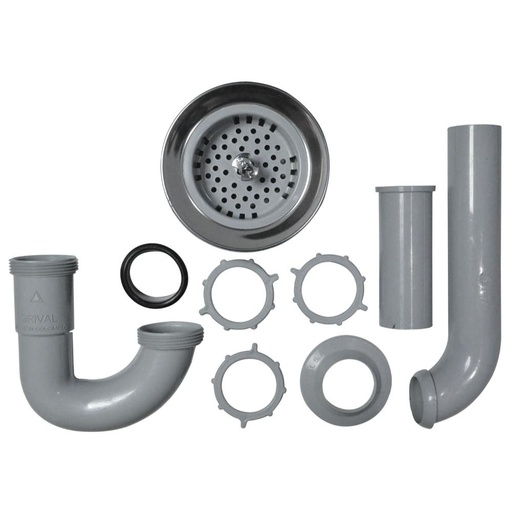 [9418] SIFON EN P GRIS LAVAPLATOS + CANASTILLA LAVAPLATOS 4 CROMADA GRIVAL (935303331)