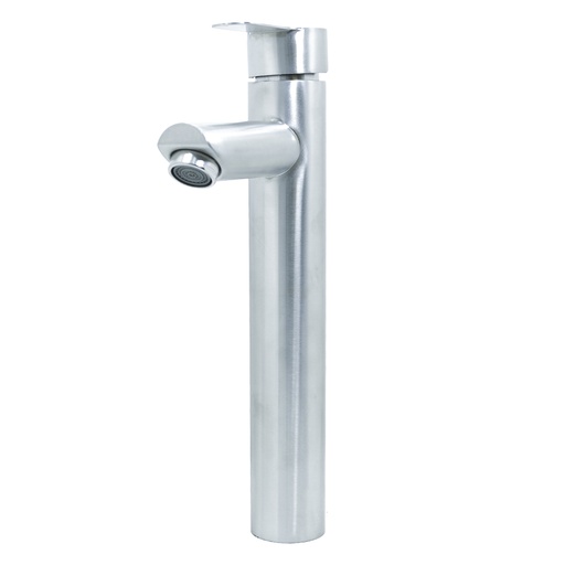 [19906] LLAVE LAVAMANOS MONOCONTROL ACERO INOXIDABLE REDONDA SATINADA  ALTA 30 CM UDUKE (HT2037) 