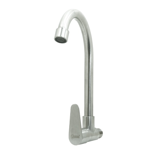 [19913] LLAVE LAVAPLASTOS CUELLO GANSO PARED ALETA ACERO INOXIDABLE  SATINADA UDUKE
(HT2044)