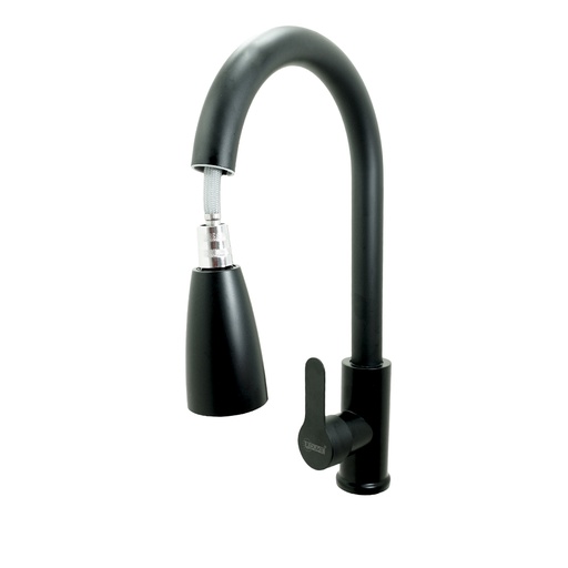 [19907] LLAVE LAVAPLATOS CABEZA EXTRAIBLE MONOCONTROL  ACERO INOXIDABLE REDONDA NEGRA UDUKE (HT2038)