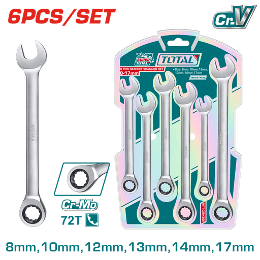 [21128] LLAVE MIXTA CON RACHE 8-17MM JUEGO X 6 PCS (THT102RK566)