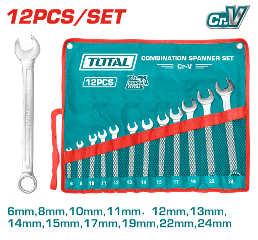 [20394] LLAVE MIXTA JUEGO X 12 PZS 6-24MM CRV SUPER TOTAL (THT1022121)