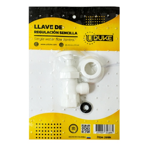 [2918K] LLAVE REGULACION PLASTICA SENCILLA EN BLISTER UDUKE (7052)