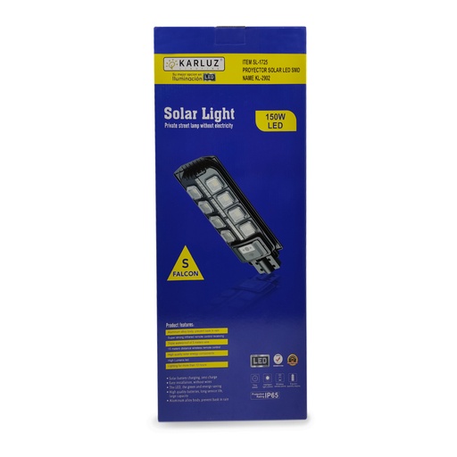 [15820] LUMINARIA SOLAR ALUMBRADO PUBLICO 150W 3.2V S-FALCON KARLUZ (KL-2902)