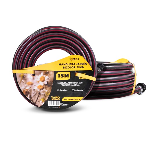 [18662] MANGUERA DE JARDIN UDUKE USO DOMESTICO-INDUSTRIAL X 15 METROS (FENIX-BICOLOR)