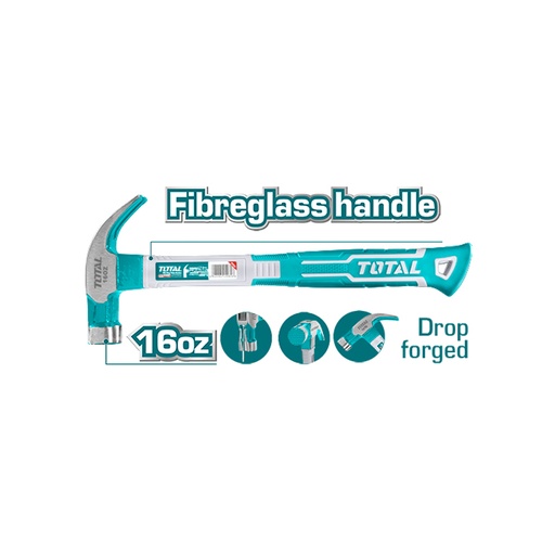 [15659] MARTILLO 16 OZ INDUSTRIAL METALICO MANGO FIBRA DE VIDRIO TOTAL (THTCH0166)