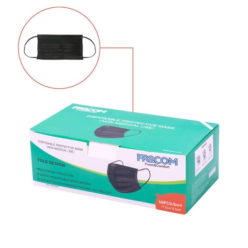 [14197P] MASCARILLA TAPA BOCA SMS TERMOSELLADO 3 CAPAS NEGRO IMPORTADO (CAJA X 50)