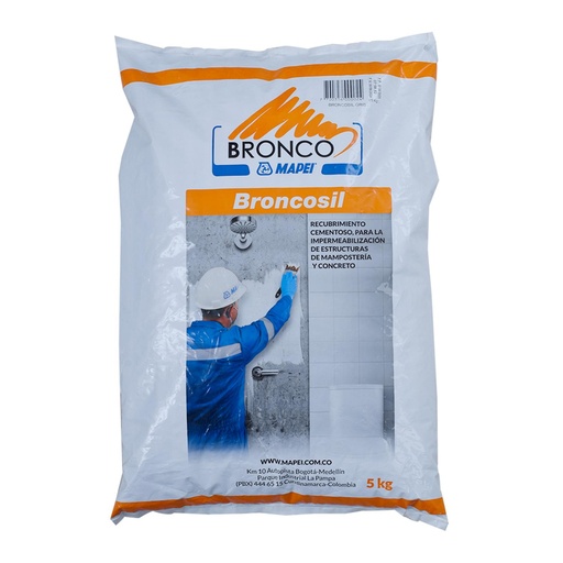 [18476] MORTERO IMPERMEABILIZANTE EN POLVO BRONCOSIL BULTO X 5 KG GRIS (5400805)