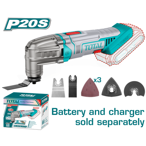 [20755] MULTIHERRAMIENTA INALAMBRICA OSCILANTE 20V + ACCESORIOS BATERIA Y CARGADOR NO INCLUIDO TOTAL (TMLI2022)