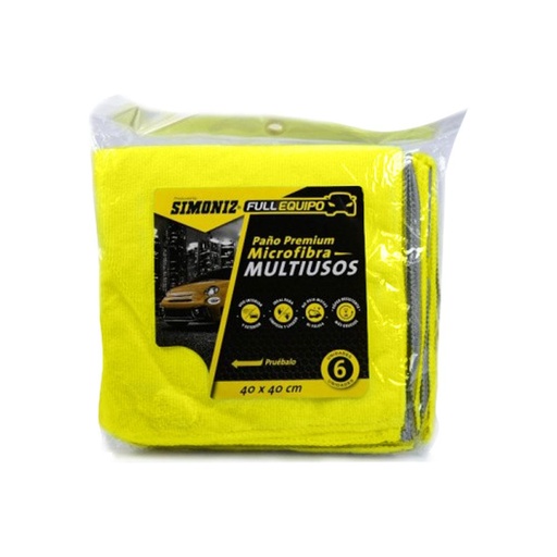 [16003] PAÑO PREMIUM MICROFIBRA MULTIUSOS 40 X 40 CMS SIMONIZ X 6 (108944)