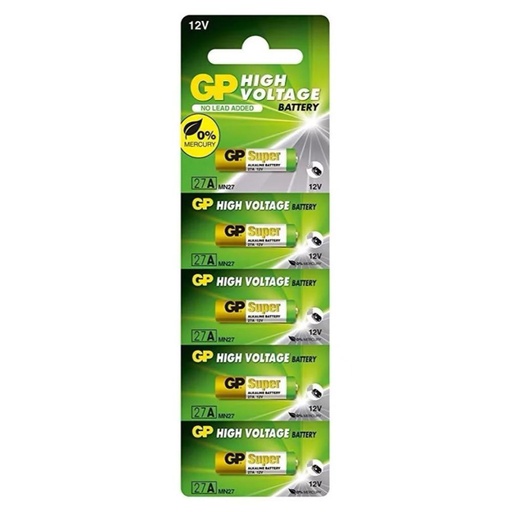 [13975] PILA GP 12V PARA TIMBRES Y ALARMAS (27A)  BLISTER X 5 (PRECIO X UNIDAD)