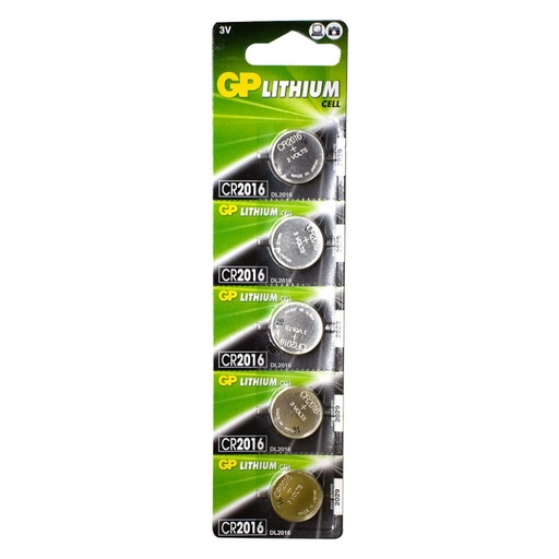 [11875] PILA MONEDA GP LITHIUM CELL 3V-90MAH CR2016 BLISTER X 5 (PRECIO X UNIDAD)