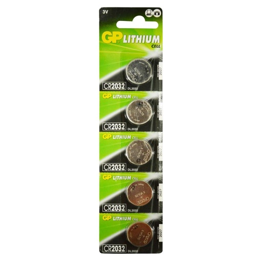[11420] PILA MONEDA GP LITHIUM CR2032 3V 220 MAH (GPCR2032-C20) BLISTER X 20 (PRECIO X UNIDAD)