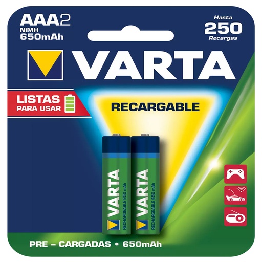 [19172] PILA RECARGABLE AAA  X 2VARTA