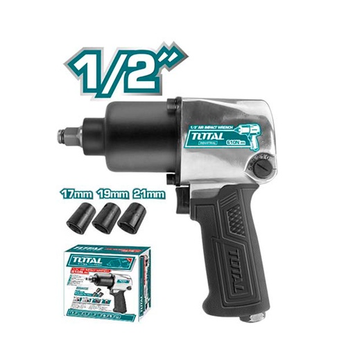 [14810] PISTOLA IMPACTO 1/2" NEUMATICA INDUSTRIAL INCLUYE 3 COPAS  TOTAL (TAT40122)
