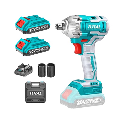 [16248] PISTOLA IMPACTO INALAMBRICA 1/2 20V 300NM INCLUYE 2 BATERIAS 1 CARGADOR SUPER SELECT TOTAL (UTIWLI2038)