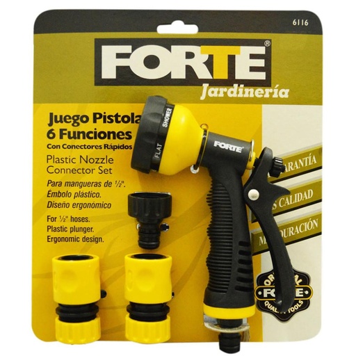 [11435] PISTOLA MANGUERA 6 CHORROS FORTE CON CONECTORES RAPIDOS  (6116)