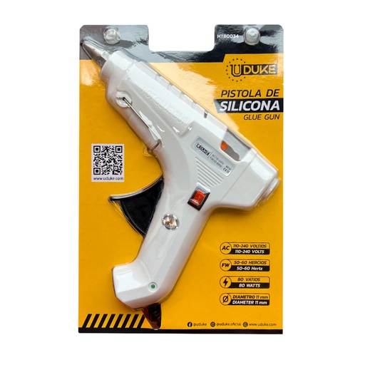 [10924] PISTOLA SILICONA UDUKE AMARILLA GRANDE 80W CON SWICHE  (HT80034)