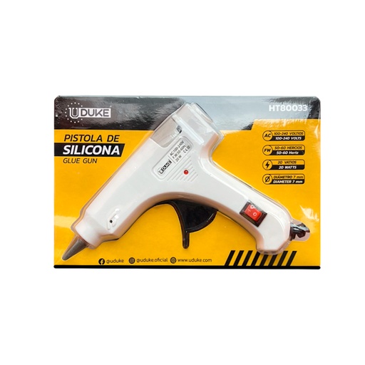[10923] PISTOLA SILICONA UDUKE AMARILLA PEQUENA 20W CON SWICHE (HT80033)