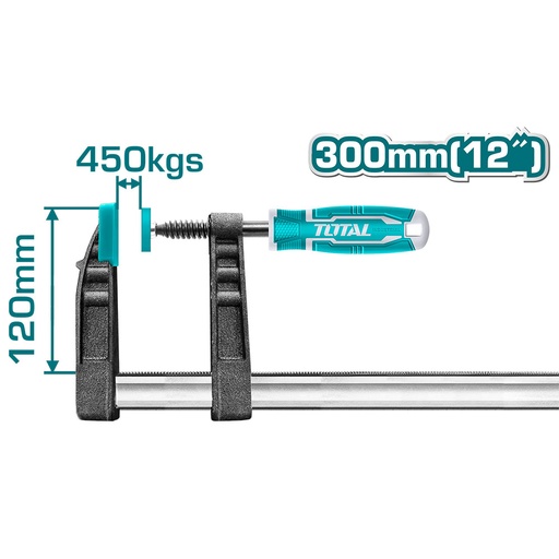 [15433] PRENSA SARGENTO EN F 120X300 MM 12 GRADUABLE INDUSTRIAL TOTAL (THT1321201)