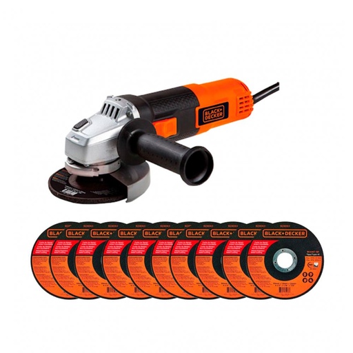 [P11436] PULIDORA BLACK & DECKER 4 1/2 650W (G650-B3) + 10 DISCOS FINOS (BD8063) (G650-B3F)
