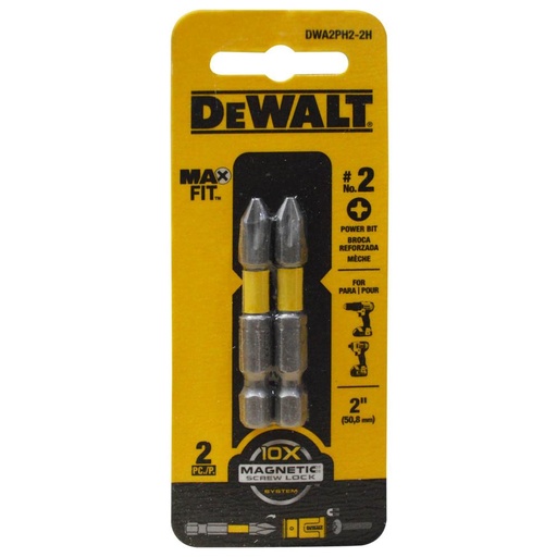 [10185] PUNTAS TALADRO DEWALT ESTRIA X 2   2 JUEGO (DWAF2PH2-2H)