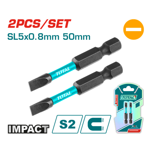 [21043] PUNTAS TALADRO IMANTADA 5X0.8MM 50MM (-) (-) JUEGO X 2 PZS INDUSTRIAL SUPER TOTAL (TACIM71SL550)