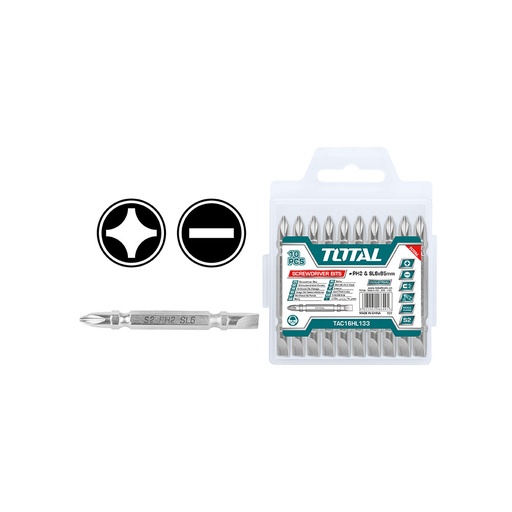 [15289] PUNTAS TALADRO INDUSTRIAL DOBLE PUNTA (+) (-) JUEGO X 10 PZS TOTAL (TAC16HL133)