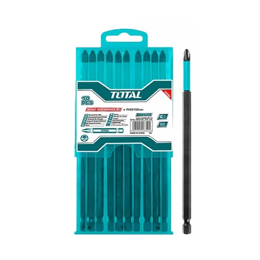 [17413] PUNTAS TALADRO INMANTADAS PARA DESTORNILLADOR DE IMPACTO (+) X 10 PZS 150MM INDUSTRIAL TOTAL (TACIM16PH263)